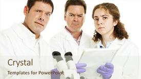  Presentation with lab - PPT theme having healthcare quality doctors - perplexed confused scientists looking background and a sky blue colored foreground