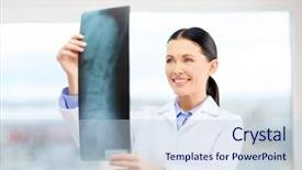  Presentation with radiology - Slide deck enhanced with healthcare radiology and medicine concept - smiling young doctor in cabinet background and a lemonade colored foreground