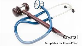  Presentation with gavel - Audience pleasing PPT theme consisting of justice health - blue stethoscope with gavel backdrop and a white colored foreground