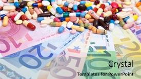  Presentation with pharmaceuticals - Audience pleasing PPT layouts consisting of insurance sector - pharmaceuticals on euro notes backdrop and a seafoam green colored foreground