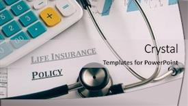  Presentation with life insurance - Beautiful presentation theme featuring healthcare risk management - life insurance policy backdrop and a light gray colored foreground