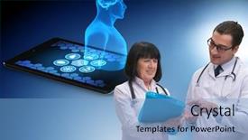  Presentation with telemedicine - PPT layouts featuring robot healthcare - two doctors in telemedicine concept background and a light blue colored foreground