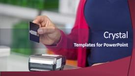  Presentation with health care customer service - Amazing PPT layouts having healthcare spending - customer holding credit card backdrop and a navy blue colored foreground