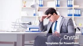  Presentation with working - PPT theme having healthcare stress management - disabled businessman working background and a  colored foreground