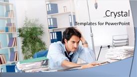  Presentation with stress management - Presentation theme having healthcare stress management - young male employee in blood background and a  colored foreground