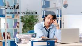  Presentation with blood transfusion - Colorful slide deck enhanced with healthcare stress management - young male employee in blood backdrop and a  colored foreground