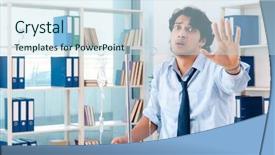  Presentation with blood transfusion - Slide set with healthcare stress management - young male employee in blood background and a  colored foreground