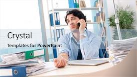  Presentation with blood transfusion - Theme with healthcare stress management - young male employee in blood background and a  colored foreground