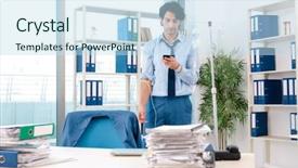  Presentation with blood transfusion - Slide set consisting of healthcare stress management - young male employee in blood background and a  colored foreground