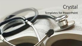  Presentation with healthcare - Presentation theme featuring healthcare students - stethoscope on a pile background and a light gray colored foreground