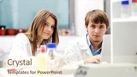  Presentation with healthcare workers - Amazing slide deck having healthcare students - young science workers research backdrop and a  colored foreground