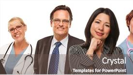  Presentation with nurses - Presentation with healthcare team - attractive hispanic woman with businessman background and a  colored foreground