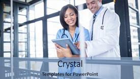  Presentation with nurse - Theme featuring healthcare team - doctor and nurse looking background and a light blue colored foreground