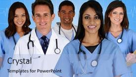  Presentation with nurses - PPT layouts consisting of healthcare team - group of doctors and nurses background and a  colored foreground