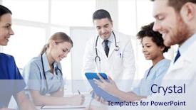  Presentation with interns - Amazing PPT theme having healthcare team - medical education health care people backdrop and a lemonade colored foreground