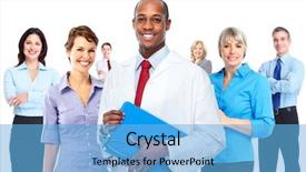  Presentation with medical business - Beautiful PPT theme featuring healthcare team - medical physician doctor man backdrop and a light blue colored foreground