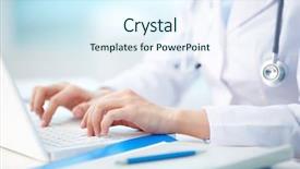  Presentation with medical worker - Cool new presentation theme with healthcare technology - close-up of a medical worker backdrop and a sky blue colored foreground