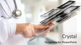  Presentation with tablet - Theme featuring healthcare technology - doctor using tablet computer background and a lemonade colored foreground