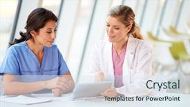  Presentation with nurse technology - Colorful PPT theme enhanced with rouse - woman wak up at morning backdrop and a light gray colored foreground