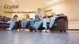  Presentation with medical technology healthcare - PPT theme consisting of healthcare technology - full length of multiethnic medical background and a lemonade colored foreground