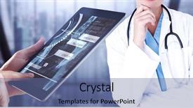  Presentation with healthcare technology - Audience pleasing PPT layouts consisting of healthcare technology - man using tablet pc backdrop and a ocean colored foreground