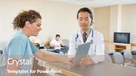  Presentation with digital hospital - Amazing slide deck having woman pilot in drawn airplane backdrop and a light gray colored foreground