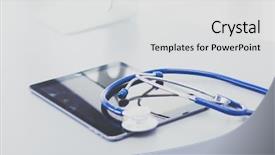  Presentation with medical technology - Cool new presentation with healthcare technology - medical equipment blue stethoscope backdrop and a light gray colored foreground