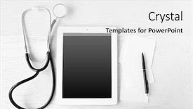  Presentation with medical technology healthcare - PPT theme enhanced with healthcare technology - medical tablet with screen empty background and a white colored foreground