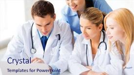  Presentation with team group - PPT theme having healthcare technology - picture of young team background and a sky blue colored foreground