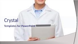  Presentation with healthcare technology - Beautiful slides featuring healthcare technology and medicine concept - smiling female doctor and tablet pc computer backdrop and a sky blue colored foreground