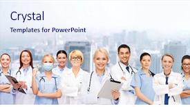  Presentation with healthcare technology - Presentation design with healthcare technology and medicine concept background and a sky blue colored foreground