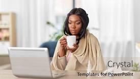  Presentation with healthcare technology - Presentation design enhanced with healthcare-technology-and-people-concept background and a coral colored foreground