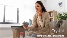  Presentation with healthcare technology - Audience pleasing theme consisting of healthcare-technology-and-people-concept backdrop and a violet colored foreground