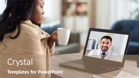  Presentation with doctor african - Slide deck featuring healthcare-technology-and-people-concept background and a coral colored foreground