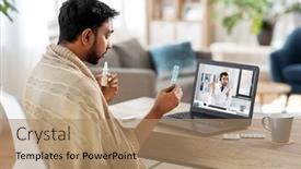  Presentation with home - PPT theme featuring healthcare-technology-and-people-concept background and a coral colored foreground