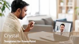  Presentation with healthcare technology - Slide set featuring healthcare-technology-and-people-concept background and a coral colored foreground