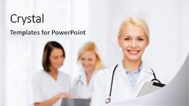  Presentation with healthcare technology - PPT layouts consisting of healthcare technology and medicine concept background and a  colored foreground
