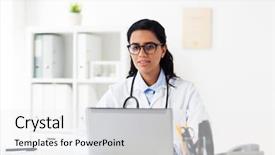  Presentation with healthcare technology - PPT layouts featuring healthcare technology people and medicine background and a  colored foreground