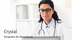  Presentation with healthcare technology - PPT theme with healthcare technology people and medicine background and a  colored foreground