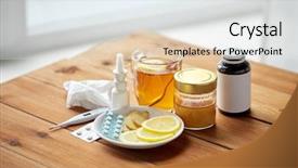  Presentation with traditional medicine medicine - Slide deck featuring healthcare traditional medicine and flu background and a light gray colored foreground