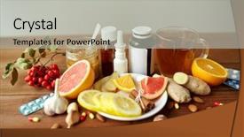  Presentation with medicine - Amazing slide deck having healthcare traditional medicine flu backdrop and a light gray colored foreground