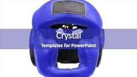  Presentation with boxing pacquiao - Theme featuring healthcare violence - image of boxing helmet background and a royal blue colored foreground
