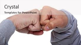  Presentation with octopus on isolated white - Cool new presentation theme with healthcare violence - two fists isolated on white backdrop and a  colored foreground