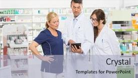  Presentation with legislative committee assistant - Cool new PPT layouts with healthcare worker - assistant using digital tablet backdrop and a light blue colored foreground