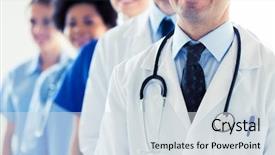  Presentation with health care - Audience pleasing presentation consisting of healthcare worker - health care profession people backdrop and a sky blue colored foreground