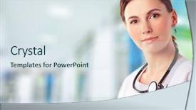  Presentation with doctor and collegue relationship - Presentation having healthcare worker - young attractive doctor isolated background and a sky blue colored foreground