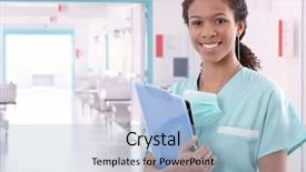  Presentation with afro - Cool new slide set with healthcare worker - young happy afro american nurse backdrop and a light blue colored foreground