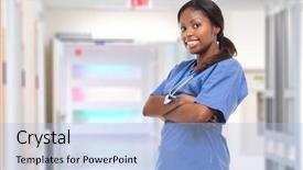  Presentation with nurse - Presentation theme with healthcare worker - young nurse portrait background and a light blue colored foreground
