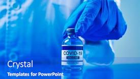  Presentation with surgical gloves - Colorful slide deck enhanced with healthcare-worker-man-wearing-blue backdrop and a cobalt blue colored foreground