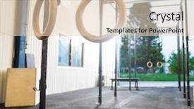  Presentation with gym - Slide deck featuring healthclub - gymnastic rings hanging in gym background and a lemonade colored foreground
